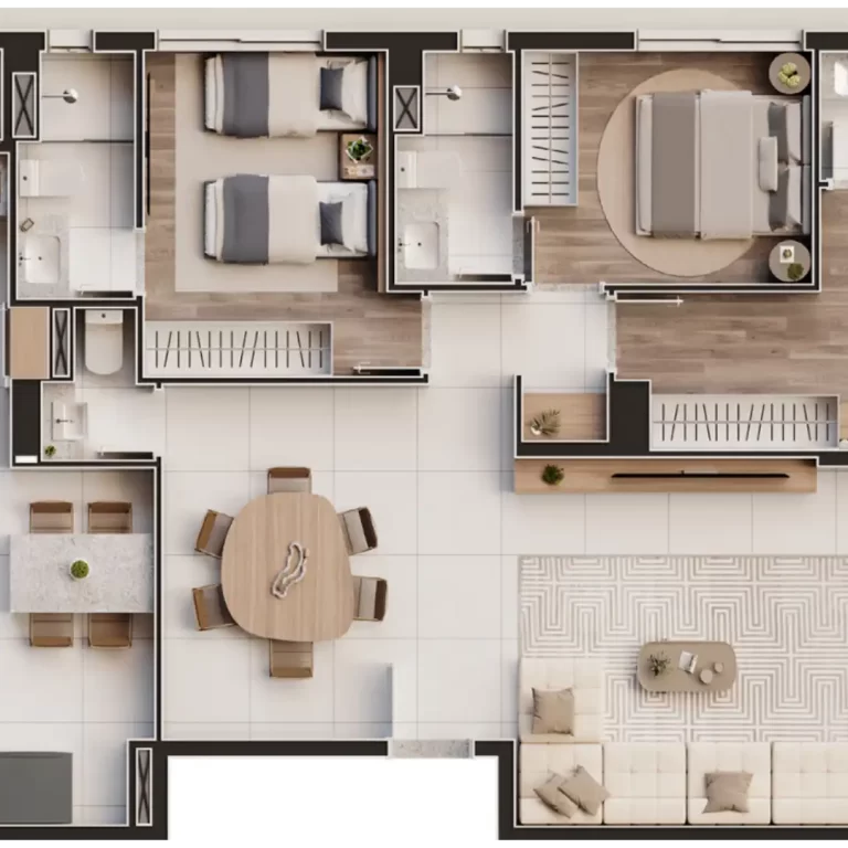 124 M² / OPÇÃO COM 3 SUÍTES 2 VAGAS